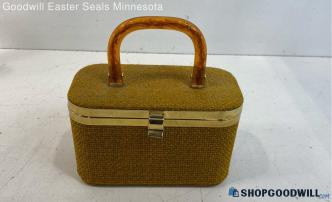 Unlabeled Beige Cloth Covered Hand Bag