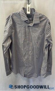 Michael Kors Men's Blue/Gray Gingham Long Sleeve Button Down sz 16.5x36/37