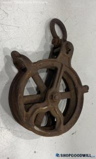 Brown Cast Iron Pulley Wheel