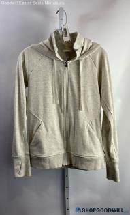 Athleta Women's Heather White Full Zip Sweater - Sz M