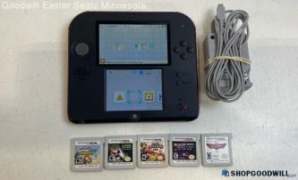 Nintendo 2DS Red Handheld Console w/Games & Charger - Tested