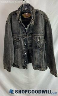 Harley Davidson Men's Gray Wash Denim Jacket - Sz L