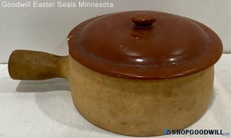 Vintage Red Wing Terracotta Pottery Dutch Oven Bean Pot Casserole Usa