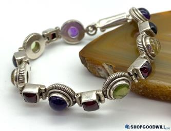 .925 Multi-Color Stone Bracelet 21.52 grams