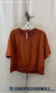 Athleta Women's Burnt Orange Windbreaker Tech Cropped T-Shirt - Sz M