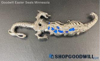 Stainless Steel Blue Fantasy Dragon Dagger Knife Blade Vintage Collectible