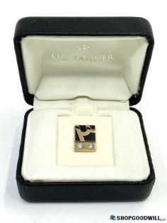 14K Yellow Gold O.C TANNER Two-Diamond Lapel Pin - IOB 2.03g