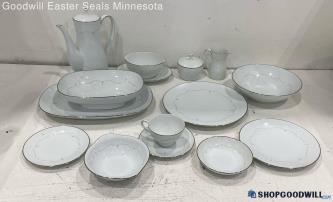 Lot Of 15 Noritake Whitebrook Plates, Serving Dishes & More