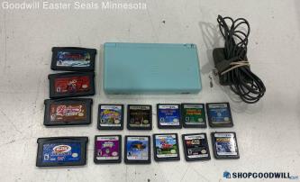 Ice Blue Nintendo DS Lite Handheld w/Games & Charger-Tested