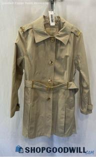 Michael Kors Women's Tan Belted Button Up Trench Coat - Sz L