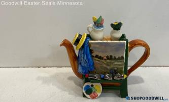 Tony Carter Miniature Teapot Renoir Art Easel Art Cart