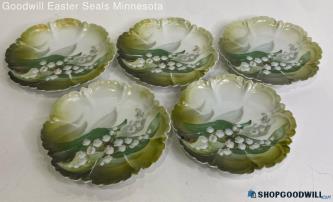 Vintage Made In Germany Green 'Lil Of The Valley' 5pc Plate Set