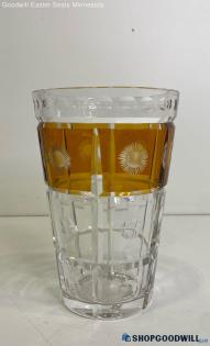 Unbranded Crystal Amber Thumbprint 7" Decorative Vase