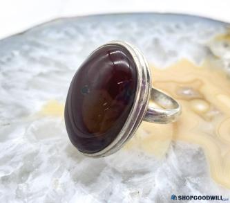 .925 Agate Cabochon Ring 8.12g Size 7.25