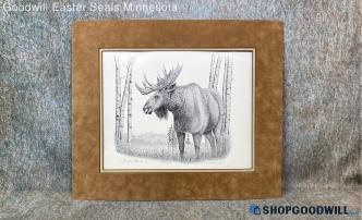 Freda Ballard Signed Mountain Forest Moose 220/500 Wildlife Nature Print Matted