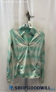 Athleta Women's Pale Blue/White Ombre Heather Long Sleeve Henley Top - Sz S