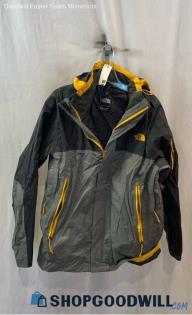 The North Face Men's Gray/Yellow Full Zip Tech Logo Lightweight Jacket - Sz L