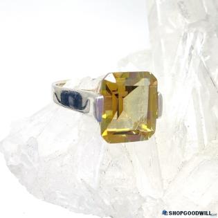 .925 Faceted Citrine Ring Size 7, 3.94g