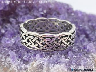 .925 Celtic Knot Wide Band Ring 3.92g Size 8.5