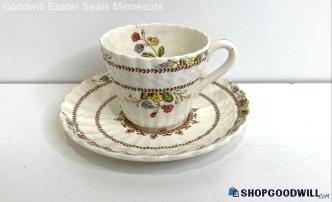 Copeland Spode England Spode's Cowslip Pattern Floral Demitasse Teacups & Saucer