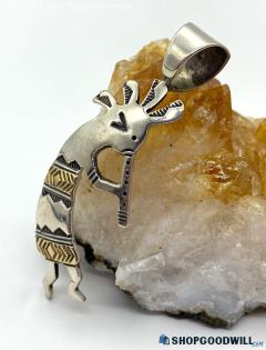 .925 and 14K Kokopelli Pendant Signed - 6.97 grams