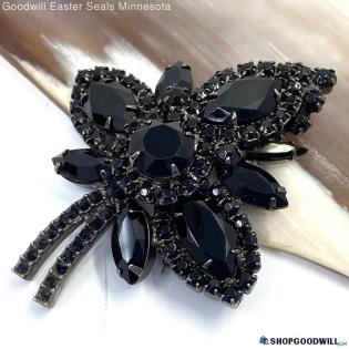 JULIANA Vintage black Rhinestone Brooch