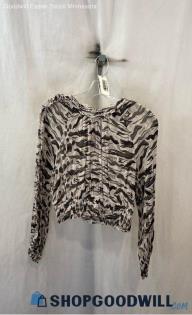 Allsaints Women's Pale Purple/Black Textured Patterned Long Sleeve Shirt - Sz 4