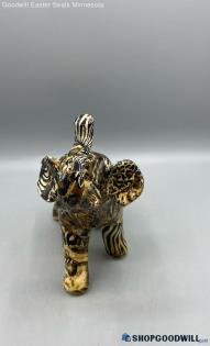 Vtg Unbranded Elephant, Safari Patchwork Ceramic Animal Figurine 7.5"Tall Decor