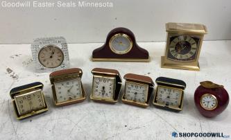 9pc Seth Thomas, Howard Miller, Table Travel Alarm Clock Apple Figurine Glow #'S