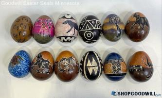 12PC Hand Carved African Egg Shape Collectible Soap Stones