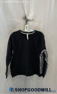 Athleta Women's Black/White Striped Crewneck Sweatshirt - Sz L