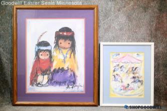 "Wondering" "Joy And Music" Degrazia Native American Indigenous Kids Prints PUO