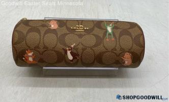 Coach Signature Brown Cosmetic Bag Womens Coated Canvas