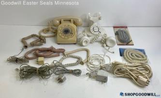 10LBS Lot Vintage Assorted Collectible Telephones W/ Wires & Cords Not tested