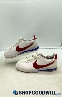 Nike Women's Classic Cortez Leather White/Red Leather Sneakers Sz 6