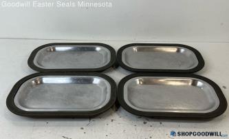 8 Service Ideas, Inc. Black Thermo Plate Platters & Stainless Steel Like Insert