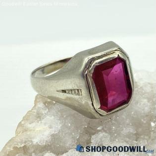 10K White Gold Vintage Ruby Ring Size 8 - 3.11g