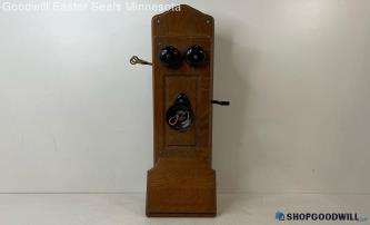 22lbs Vintage Wood Wall Crank Phone