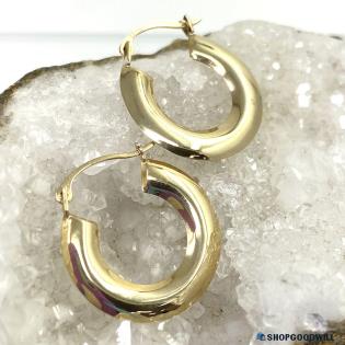 10K Yellow Gold Hollow Hoop Earrings 0.57g