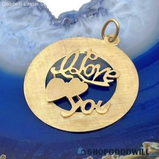 14K Yellow Gold Vintage "I Love You" Pendant 2.28g