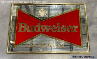 Budweiser 1991 Vtg King Of Beers Drink Advertisement Bar Pub Framed Decor Art