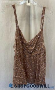 Torrid Women's Beige/Pink Floral Smocked Back Peplum Tank Top - Sz 3