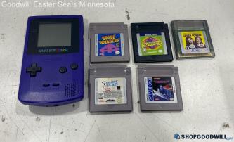 Grape Purple Nintendo Game Boy Color CGB-001 w/Games- Tested