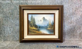 Jhb Signed Original Mountain Forest River Nature Landscape COA Painting Framed