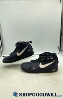 Nike Men's Air Force 1 '07 Mid LV8 Navy Blue Leather Sneakers Sz 8