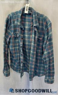 Lucky Brand Men's Blue/Red Plaid Long Sleeve Button Up Flannel - Sz XL