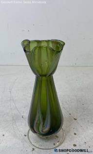 Avocado Green White Colors Swirl Glass Vase