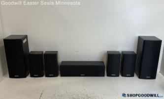 7pc Onkyo SKF-580, SKR-580, SKC-580 Surround Sound Speaker System - Untested