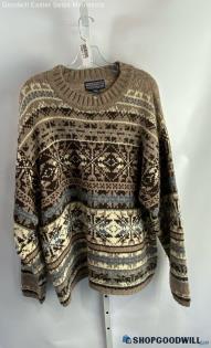 Newton Trading Co. Men's Brown Design Pattern Knit Pullover Sweater - Sz XL