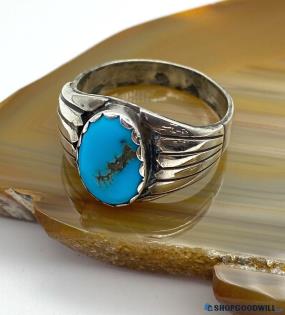 .925 Oval Turquoise Ring 8.92 grams Sz 11